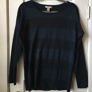 Banana Republic Sweater — Navy w Glittery Stripes